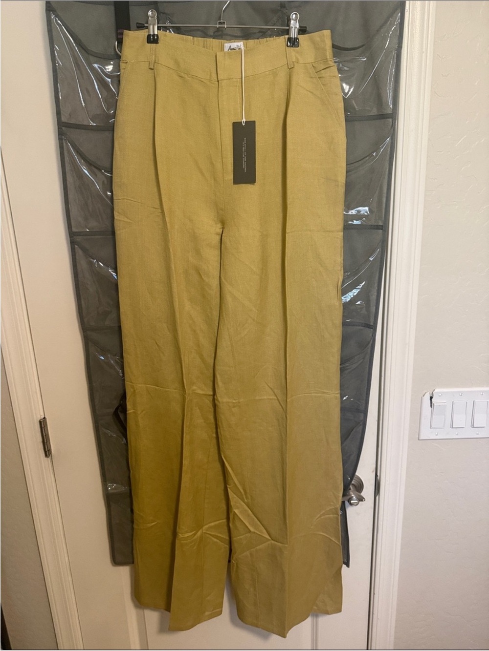 NWT amalli Talli Wide Leg Linen-Blend Pants in Mustard
